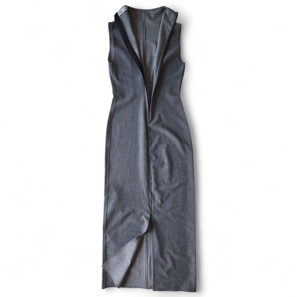 ZARA ZW COLLECTION Seamed Fitted Stretch Mock Neck Long Dress - Picture 4 of 16
